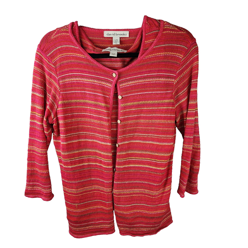 David Brooks Large Red Button Cardigan + Tank Top 2-Piece Set